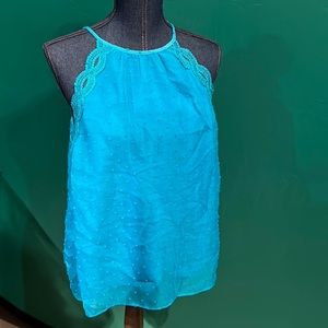 Elegant Rayon lined Teal tank top with exceptional detail